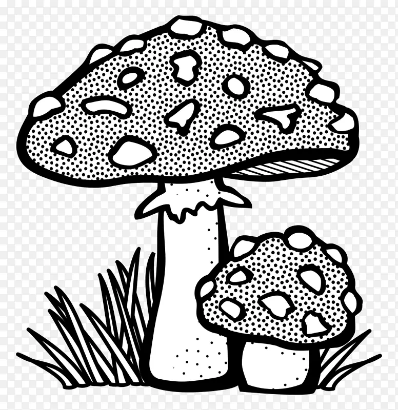蘑菇黑白剪贴画-蘑菇