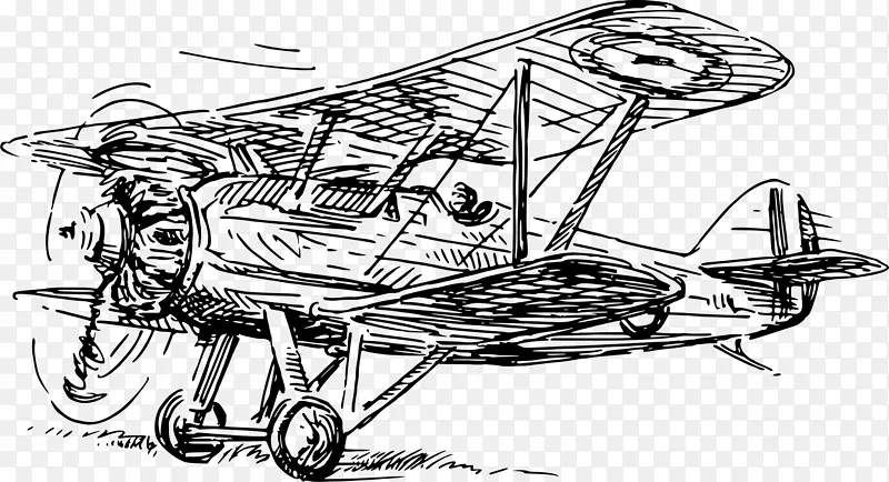 飞机双翼螺旋桨飞机剪贴画飞机