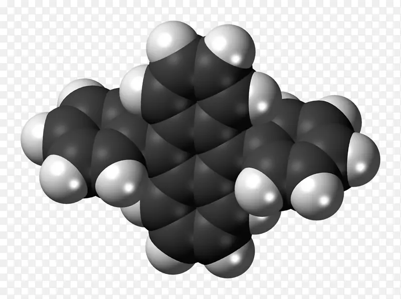 9，10-二苯基蒽空间填充模型球和棒模型多环芳烃辉光棒