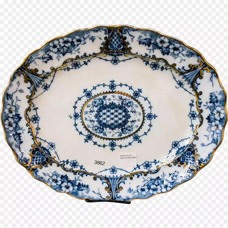 板式陶瓷蓝、白陶盘餐具.瓷器