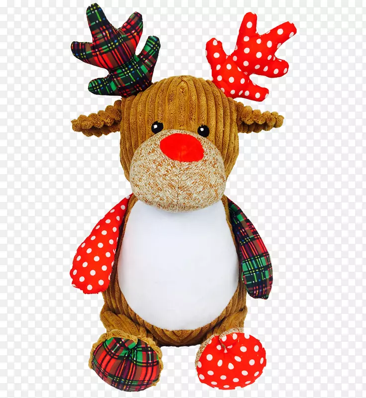 驯鹿毛绒动物&可爱的玩具圣诞熊刺绣-创意圣诞花圈