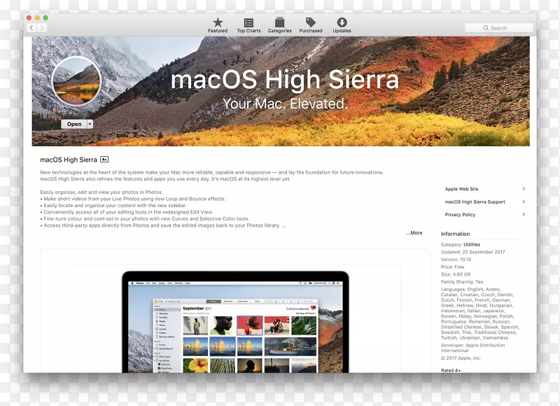 MacOS HighSieraMac应用商店苹果MacOSSiera-Apple