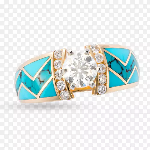 绿松石圣菲金工订婚戒指钻石戒指