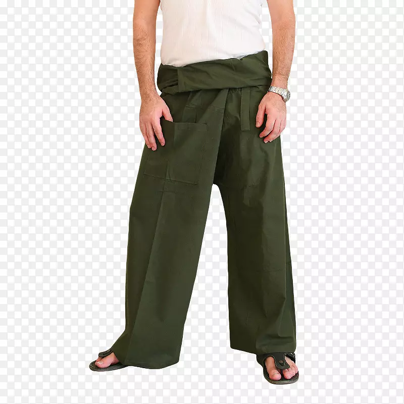 泰国腰部渔夫裤后跟裤-牛仔裤