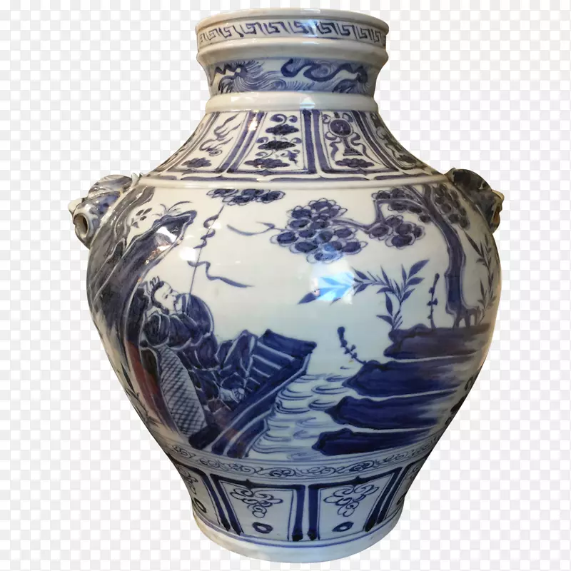 花瓶蓝白陶瓷钴蓝花瓶