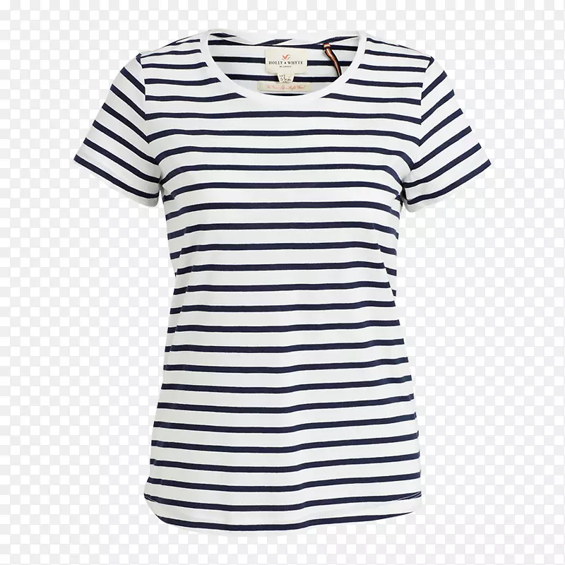 t恤船员领口服装时尚-欧洲女式边框条纹