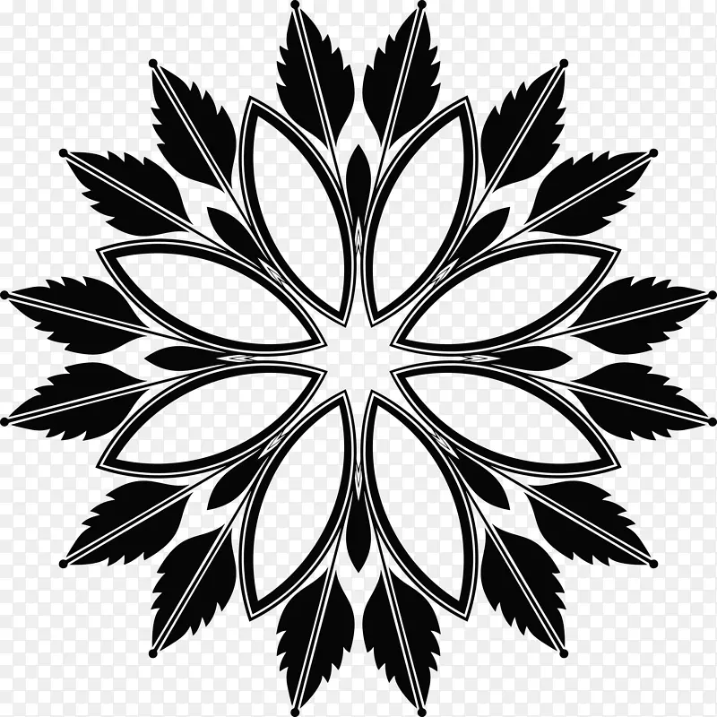 黑白花卉设计剪贴画.花卉元素