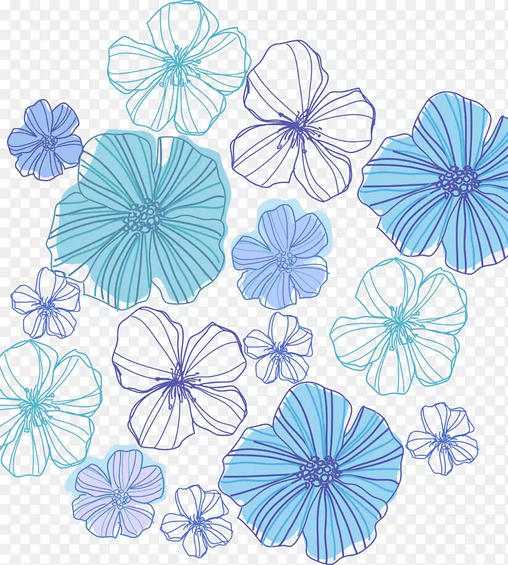 画线艺术花卉设计剪贴画手绘蓝地球材料