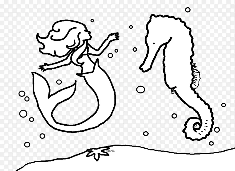 海马着色书儿童绘画剪贴画自然海螺