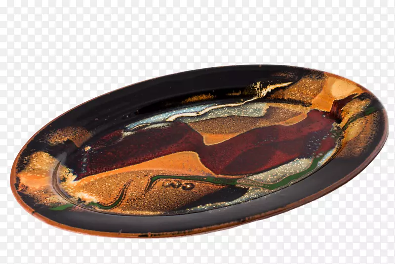 平板椭圆形碗.深红色搪瓷陶器茶壶