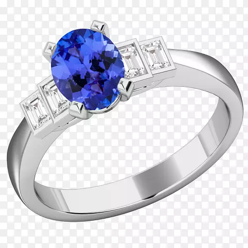 蓝宝石订婚戒指丹山英石钻石精美的砚