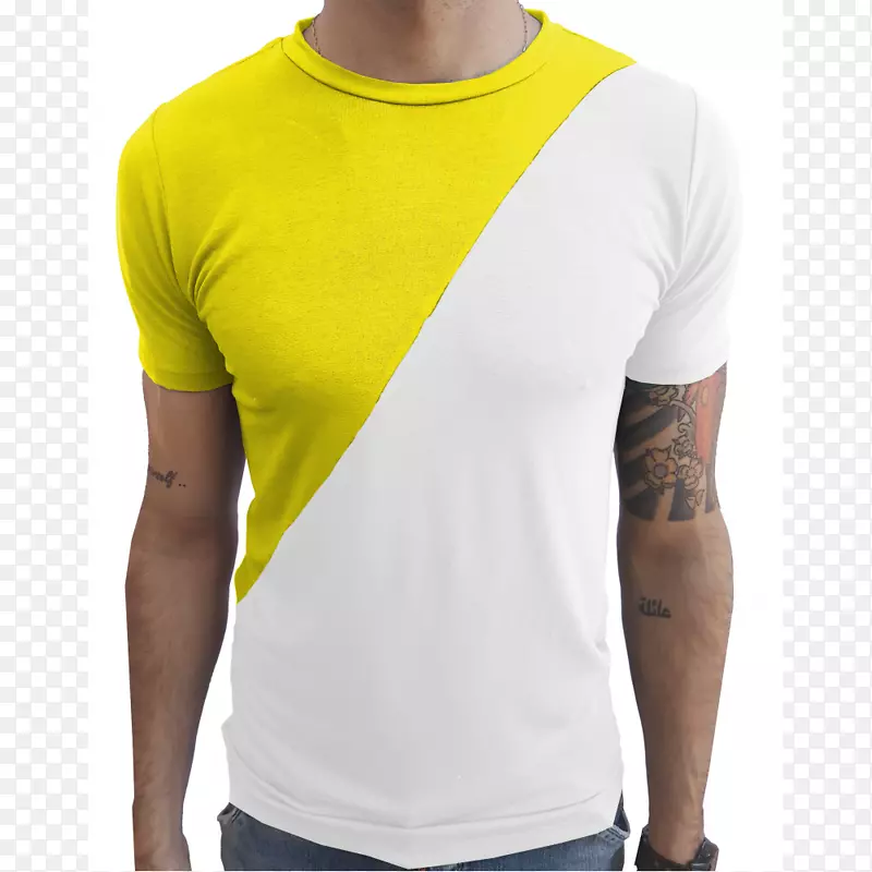 t恤黄色袖子白t恤