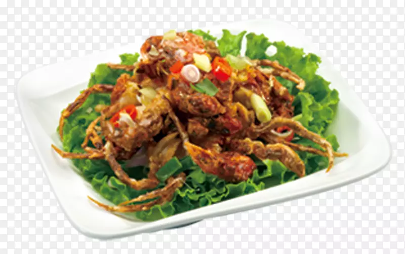 泰国菜素食菜karedok油炸鱼烹饪.蒸毛蟹