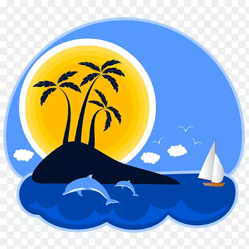 热带岛屿度假棕榈岛剪贴画-海岛