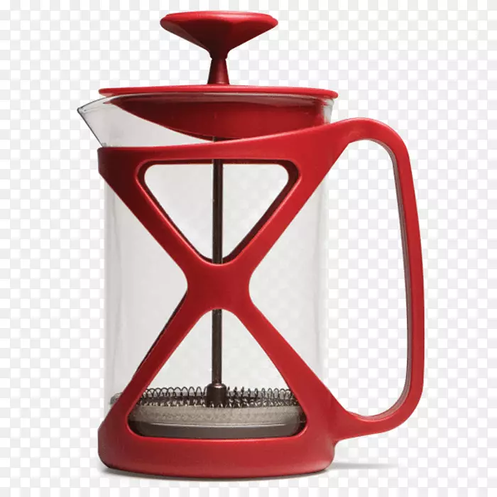 咖啡法式印刷机咖啡壶浓缩咖啡深红色漆器陶器茶壶