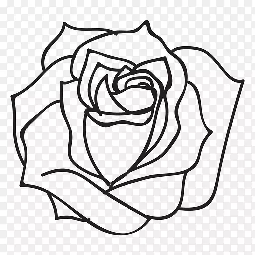 黑白绘画玫瑰剪贴画-玫瑰