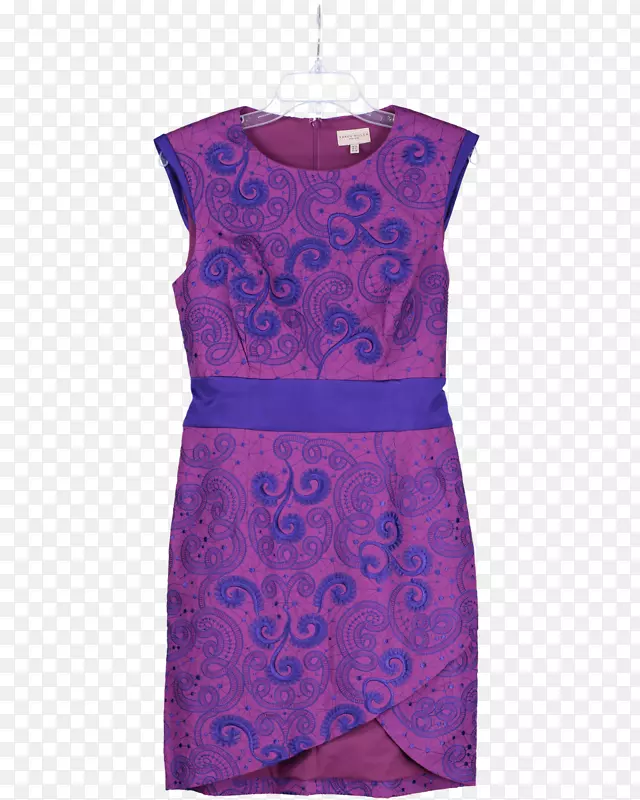 鸡尾酒裙袖紫色连衣裙