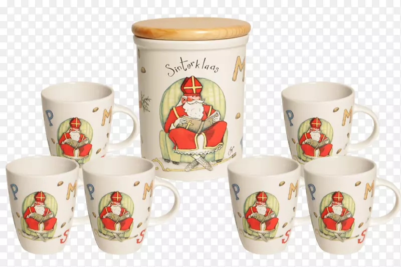 咖啡杯Sinterklaas杯碟瓷杯