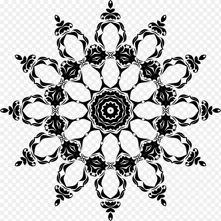 黑白花卉设计视觉艺术剪贴画造型