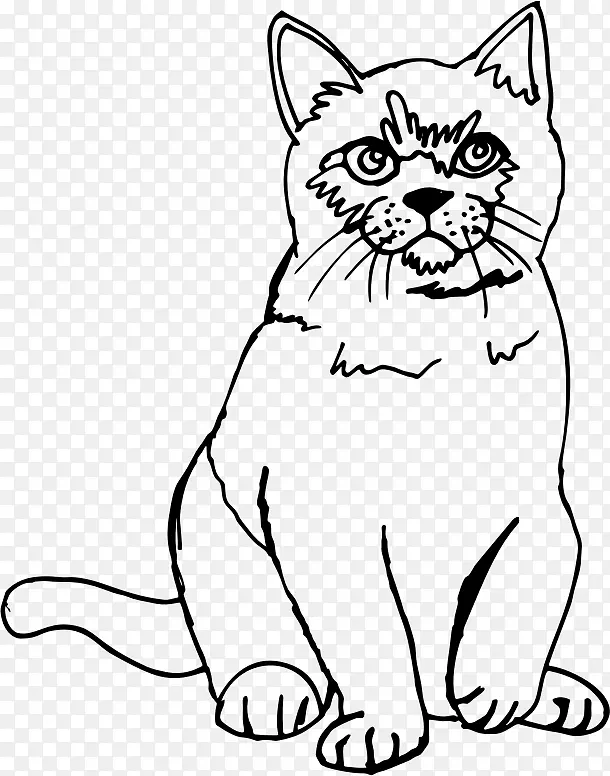 猫线画素描-猫