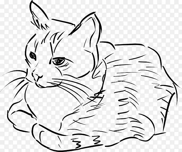 猫画线艺术剪贴画-猫