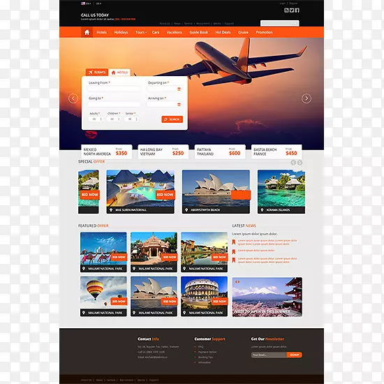 响应式网页设计网页旅游网页模板系统-旅游