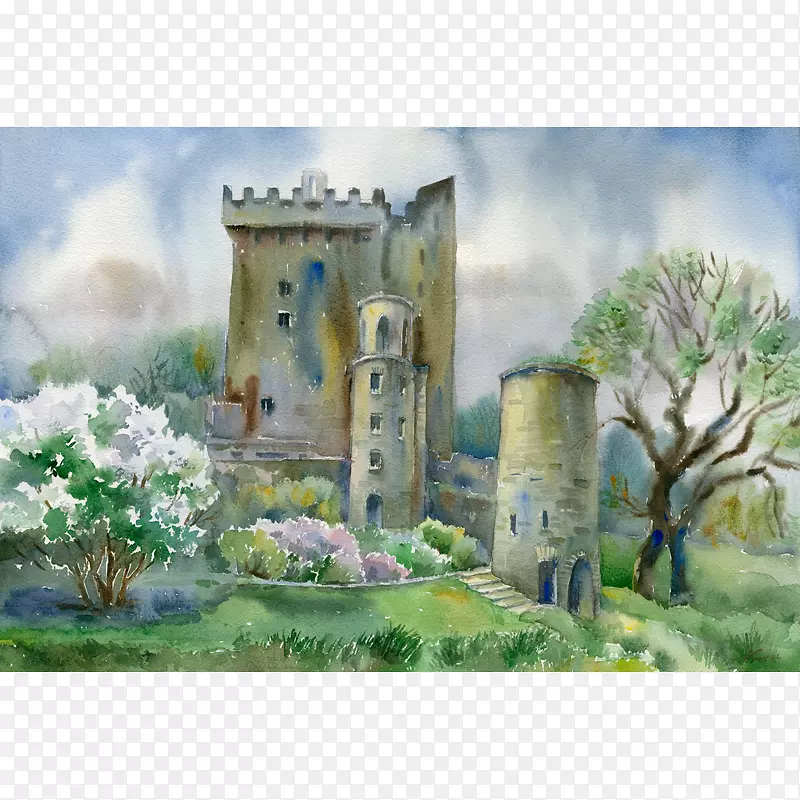 布拉尼城堡金赛尔水彩画-绘画
