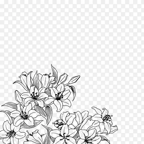画黑白花设计.花