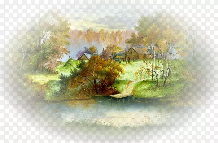菲多斯基诺微型山水画水彩画油画