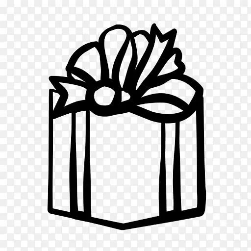 礼品盒黑白圣诞剪贴画-礼物