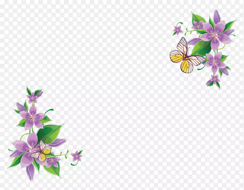 边花花卉设计紫色剪贴画-花