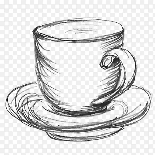 咖啡杯茶杯素描茶