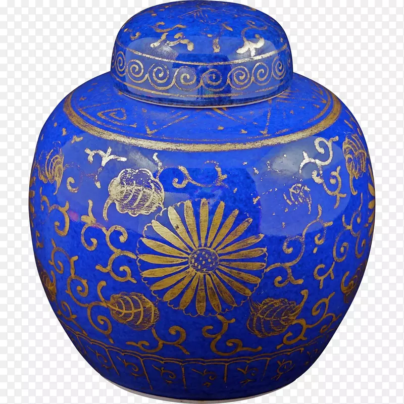 蓝白色陶器陶瓷瓶