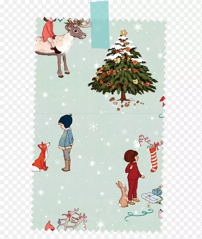 圣诞树，圣诞贴纸，圣诞装饰品，贺卡和便笺卡-圣诞树