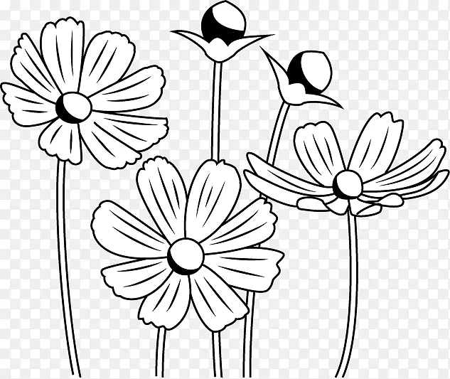 花卉设计黑白单色绘画花