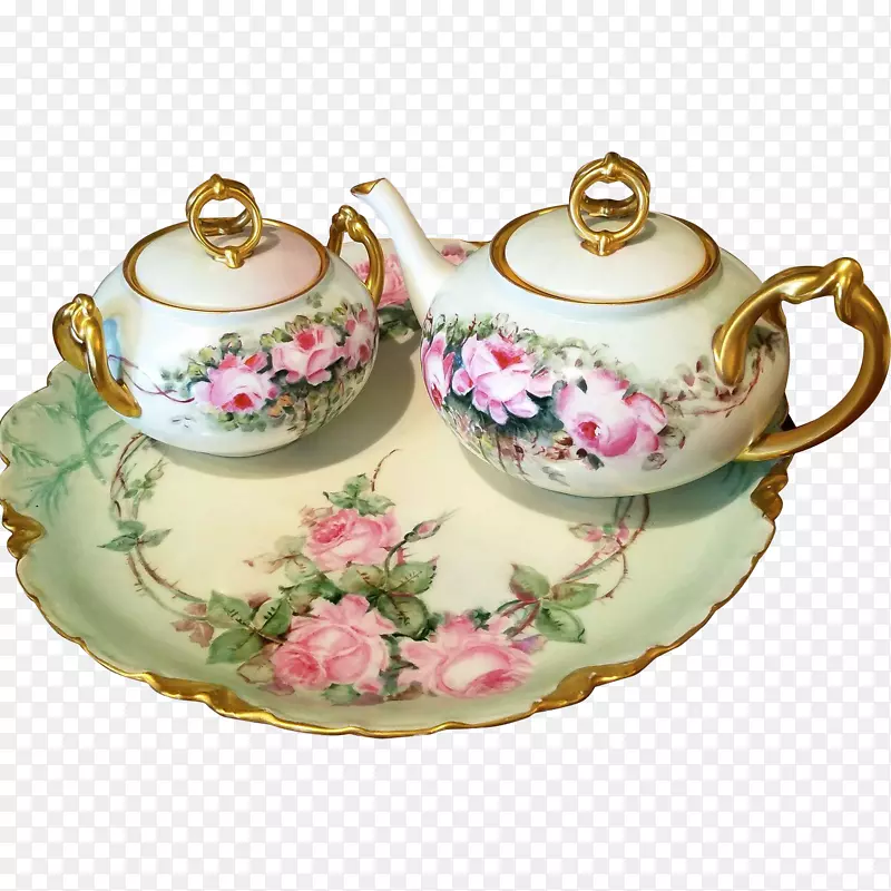 茶壶瓷碟茶