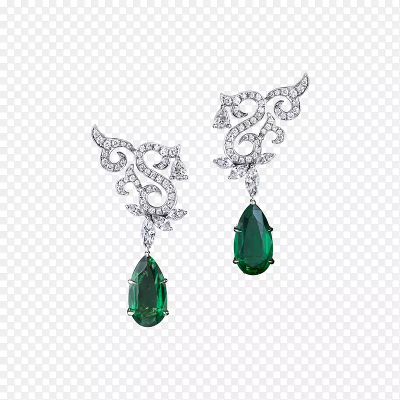 耳环翡翠珠宝项链吉兰-祖母绿