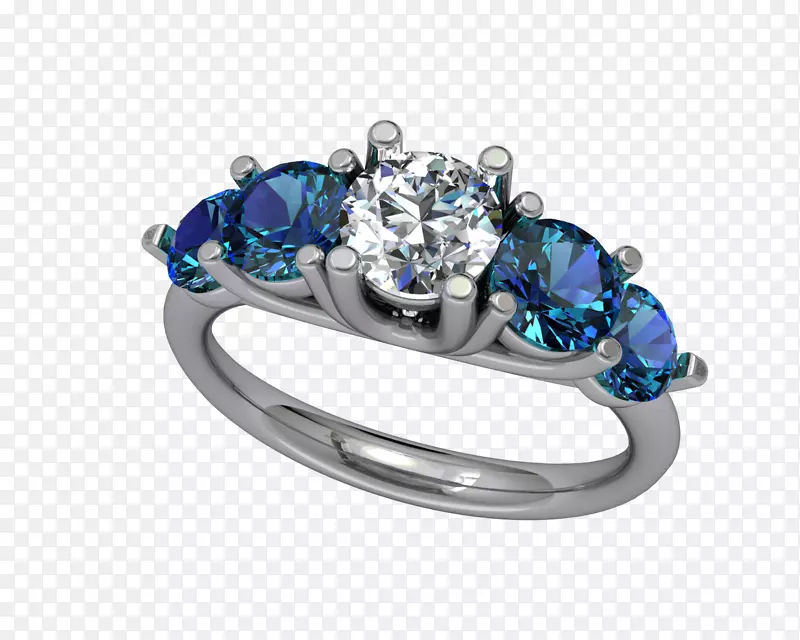 蓝宝石订婚戒指钻石蓝宝石
