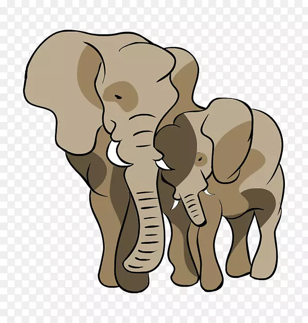 印度象非洲象母象剪贴画-母亲节