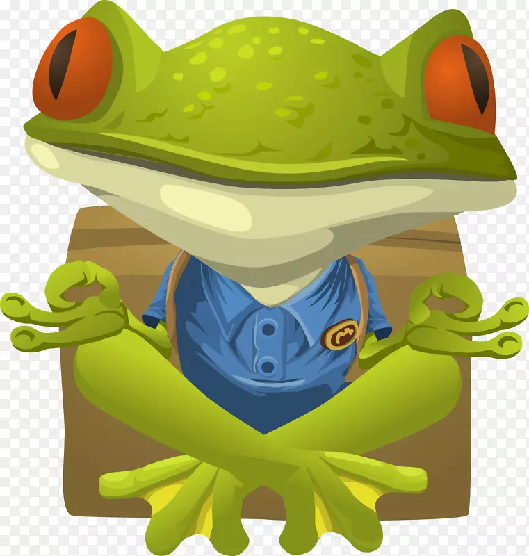 青蛙瑜伽绘画剪辑艺术-青蛙