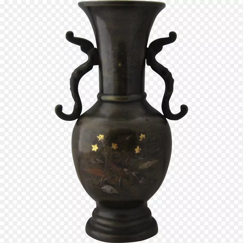 青铜花瓶金属明治期铜花瓶