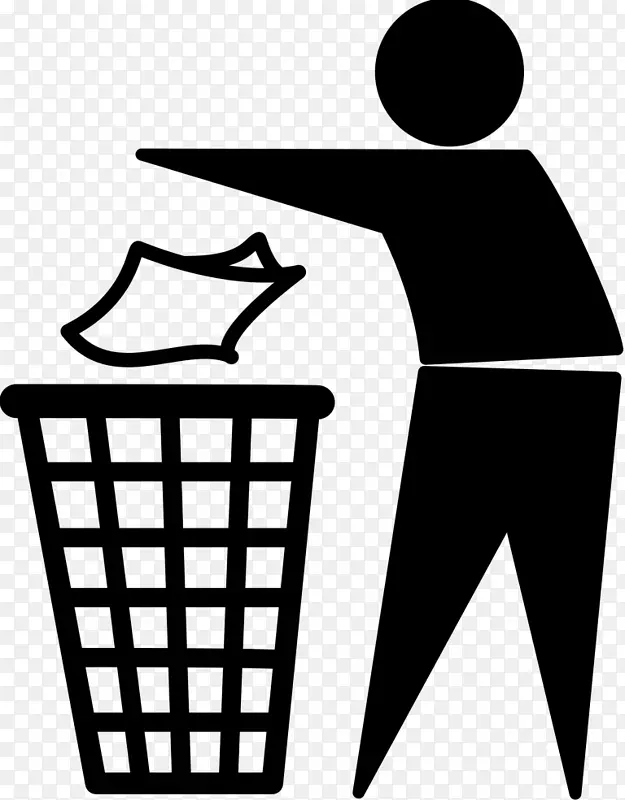 整洁男子垃圾桶及废纸篮标志夹艺术