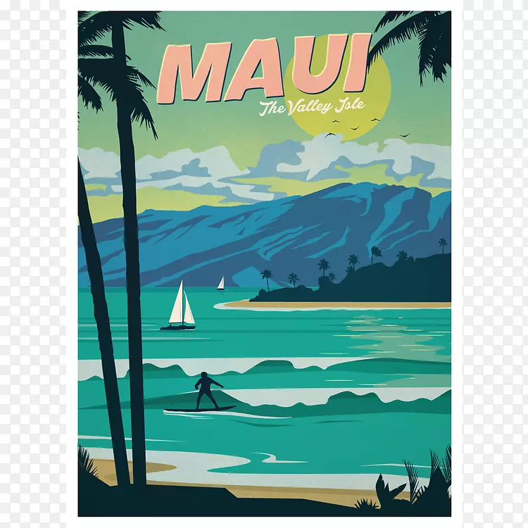 Maui Waikiki海报插画家-人