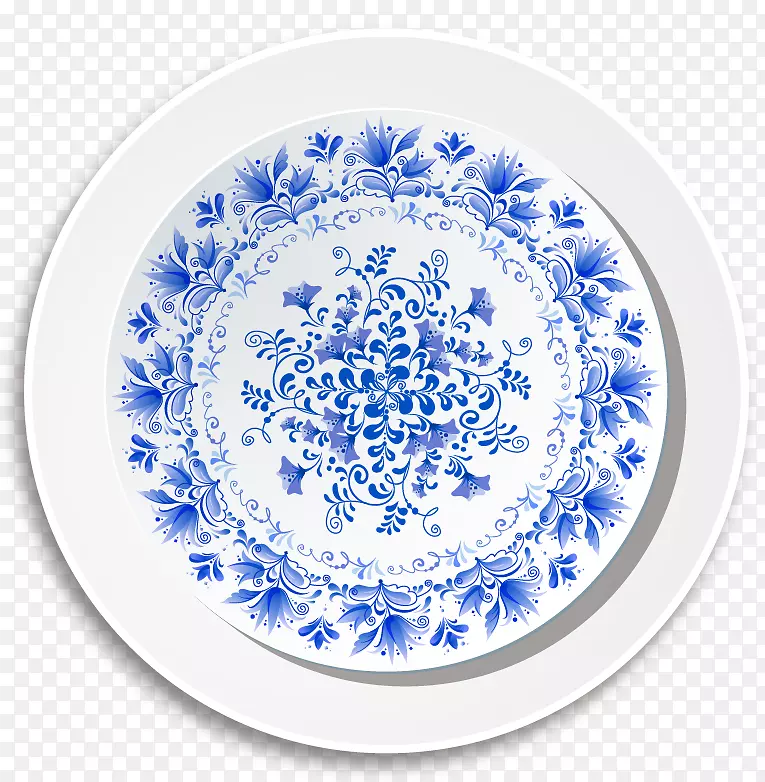 蓝白色陶瓷器Gzhel-设计