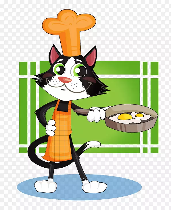 猫小猫厨师厨艺剪贴画-猫