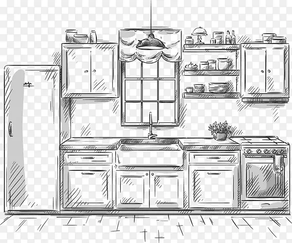 厨房用具绘制厨房柜-厨房