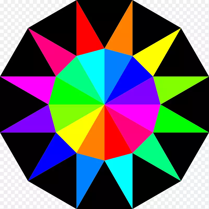 多边形彩虹十二角圆剪贴画彩虹