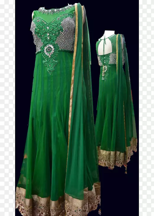 长袍绿色连衣裙