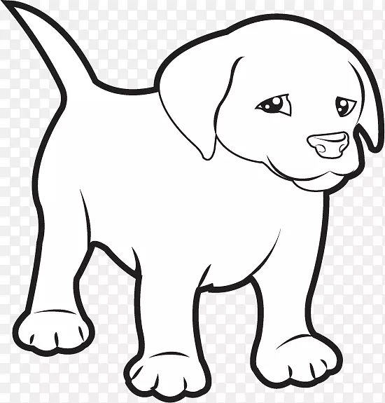 拉布拉多猎犬黑白剪贴画-小狗