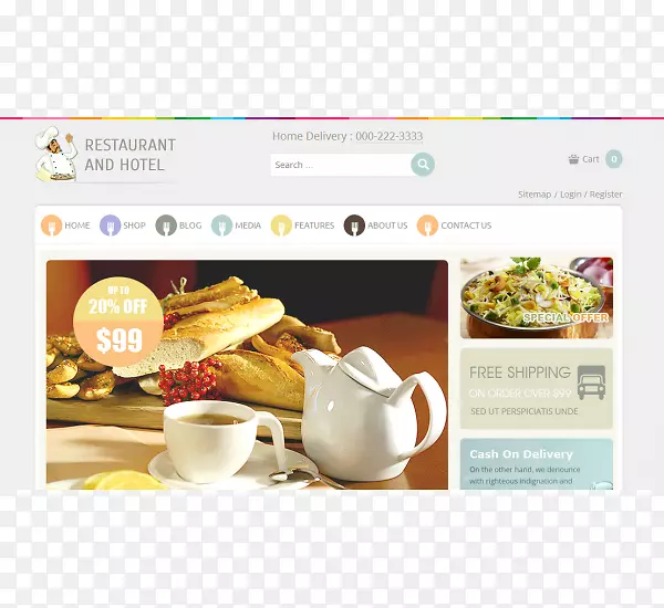 咖啡厅响应网页设计模板餐厅Joomla-WordPress